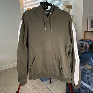 ASOS Pullover Hoodie in Forest Green with White Stripe